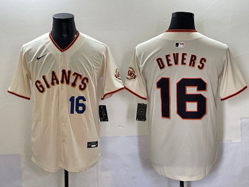 Men 2025 San Francisco Giants #16 Devers Cream Game Nike MLB Jersey style 50